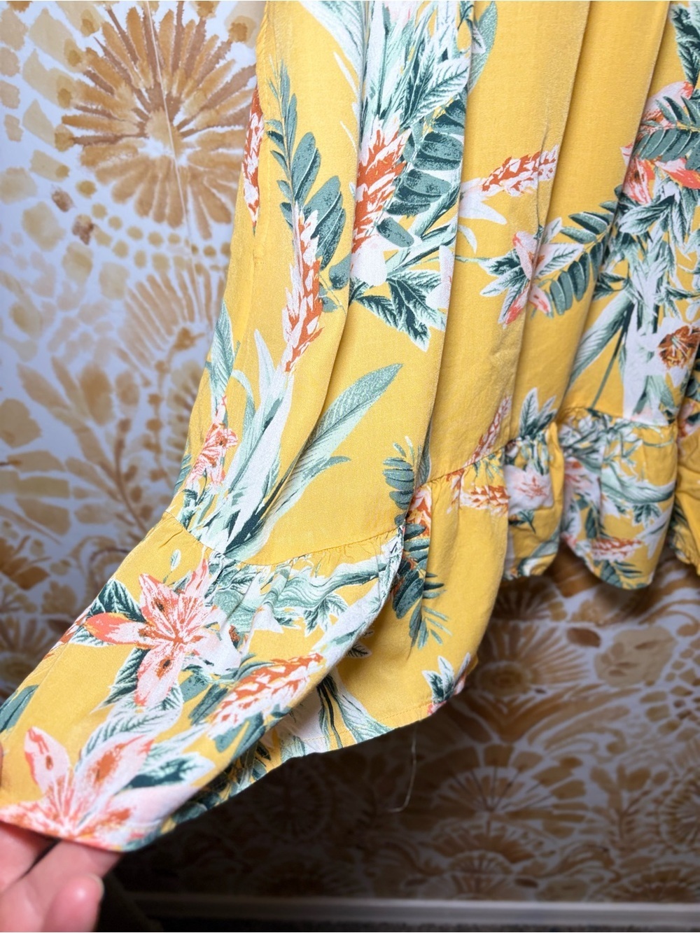 Lucky Brand Tropical Floral Dress M Boho Resortwear Vacation Romantic Feminine - Picture 8 of 9